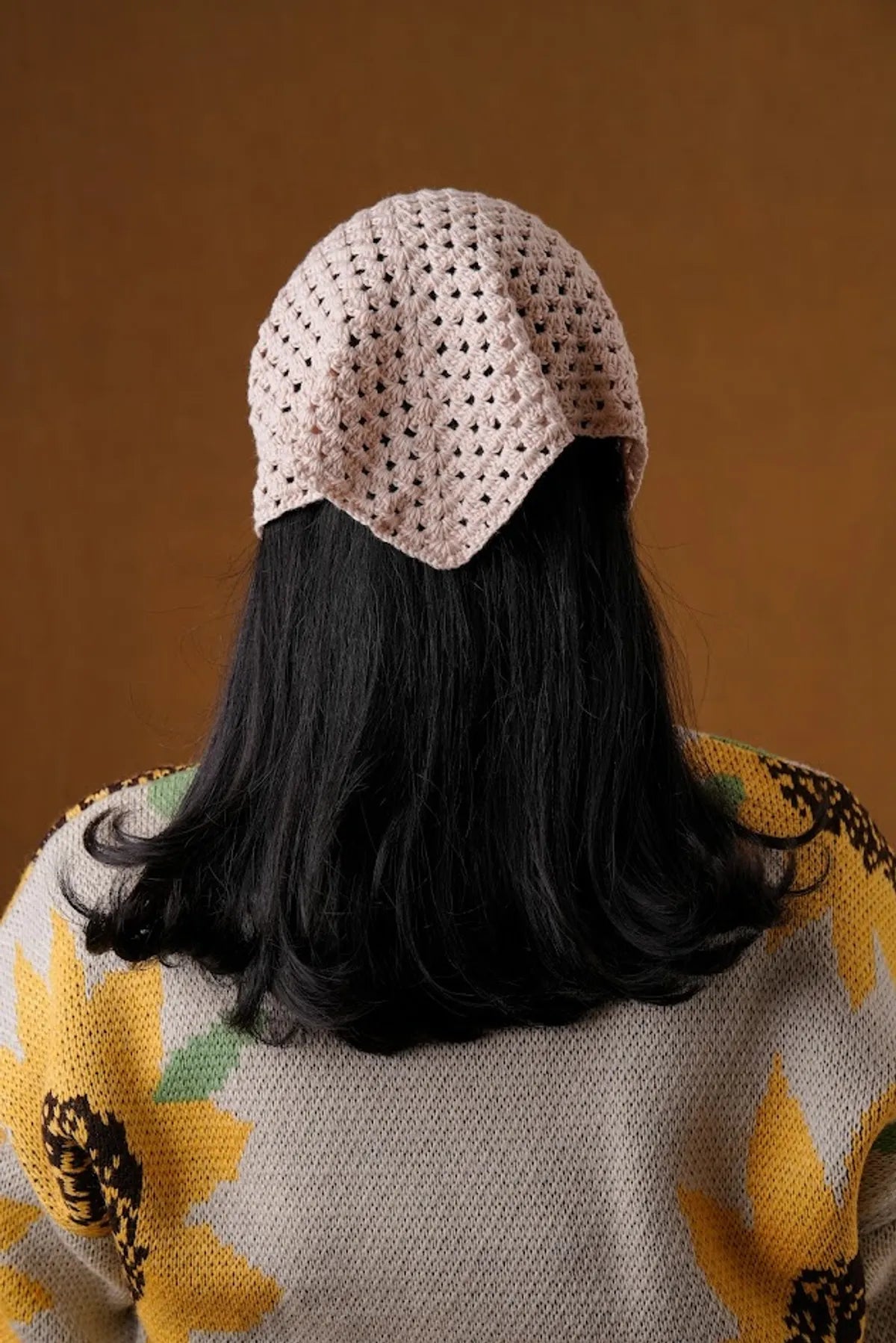 Crochet Cream Hair Bandana For Women