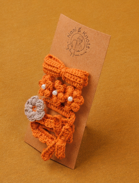 Crochet Toffee Hair Tic Tac Clip For Women