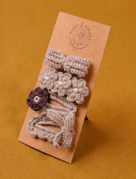 Crochet Grey Hair Tic Tac Clip For Women