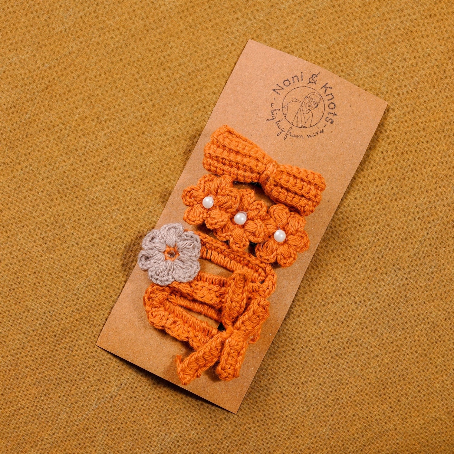 Crochet Toffee Hair Tic Tac Clip For Women