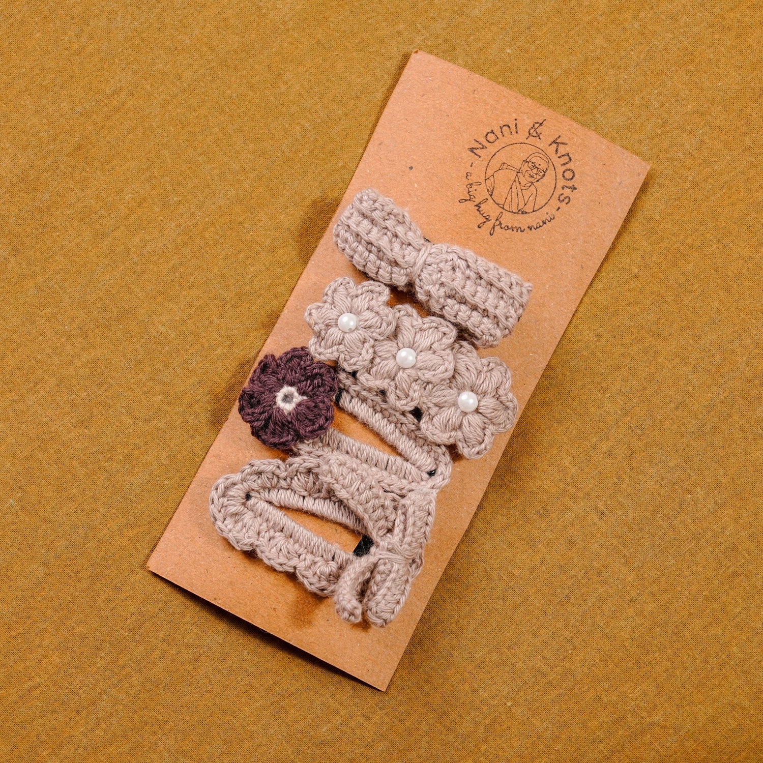 Crochet Grey Hair Tic Tac Clip For Women