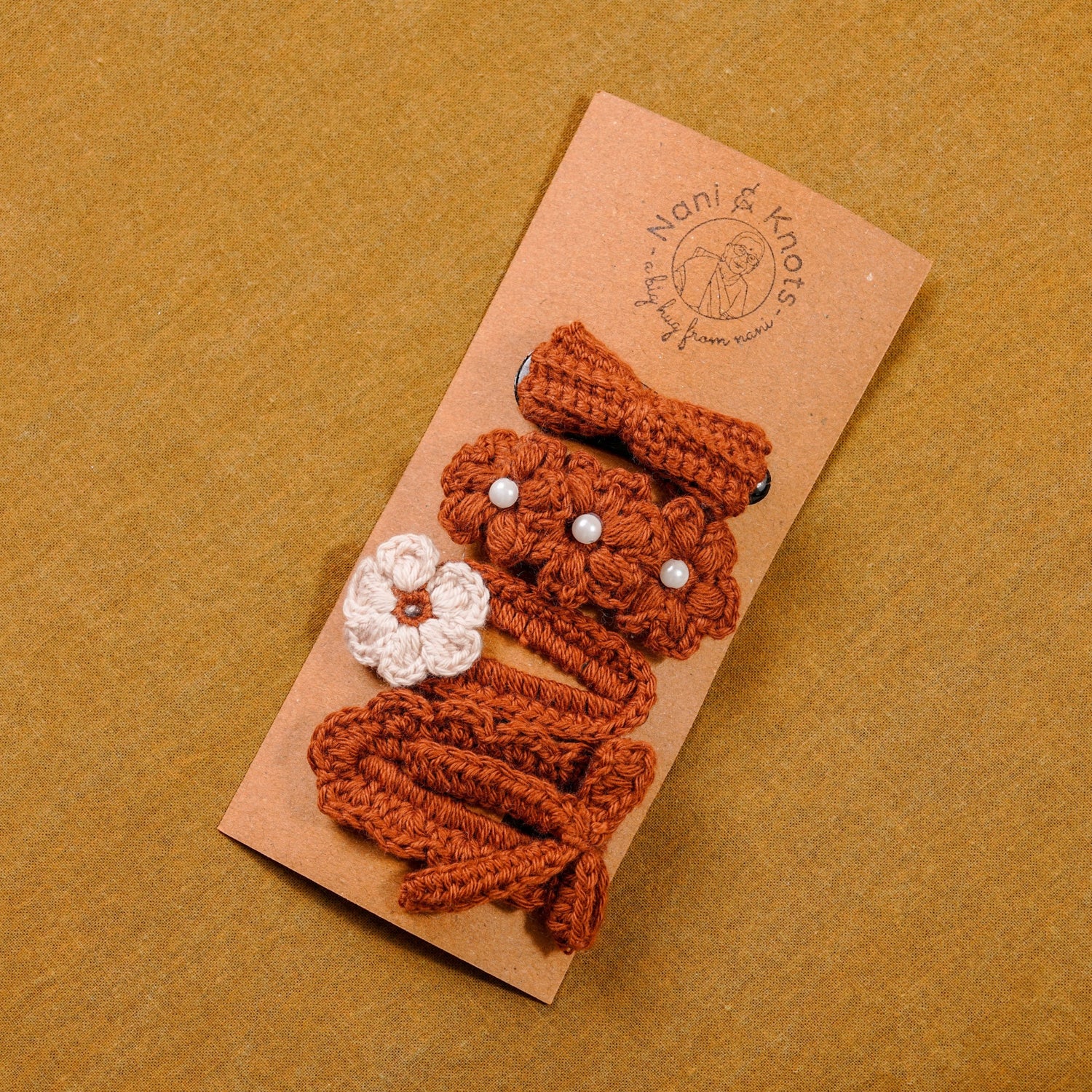Crochet Brown Hair Tic Tac Clip For Women