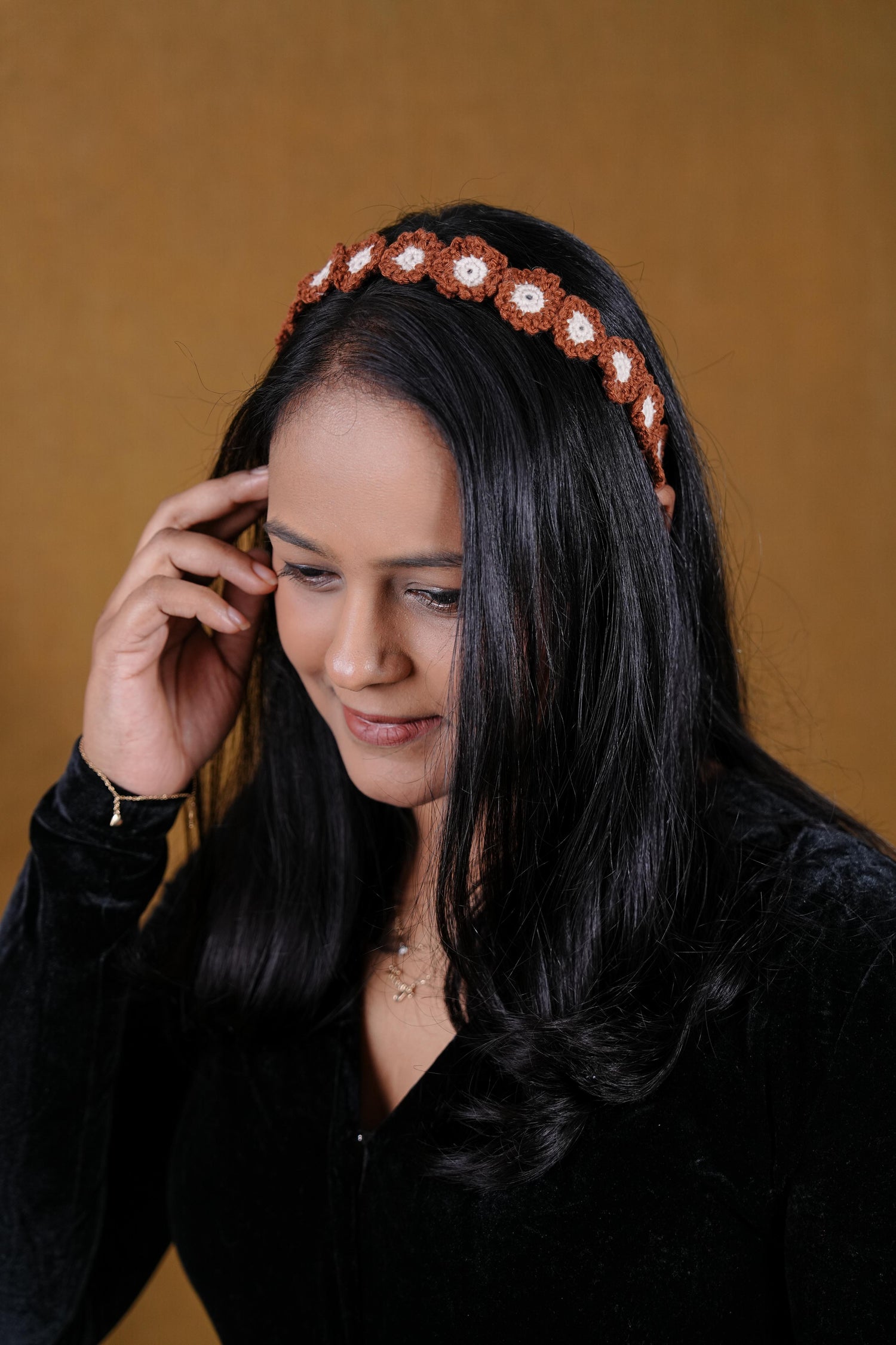 Floral Hairband BROWN