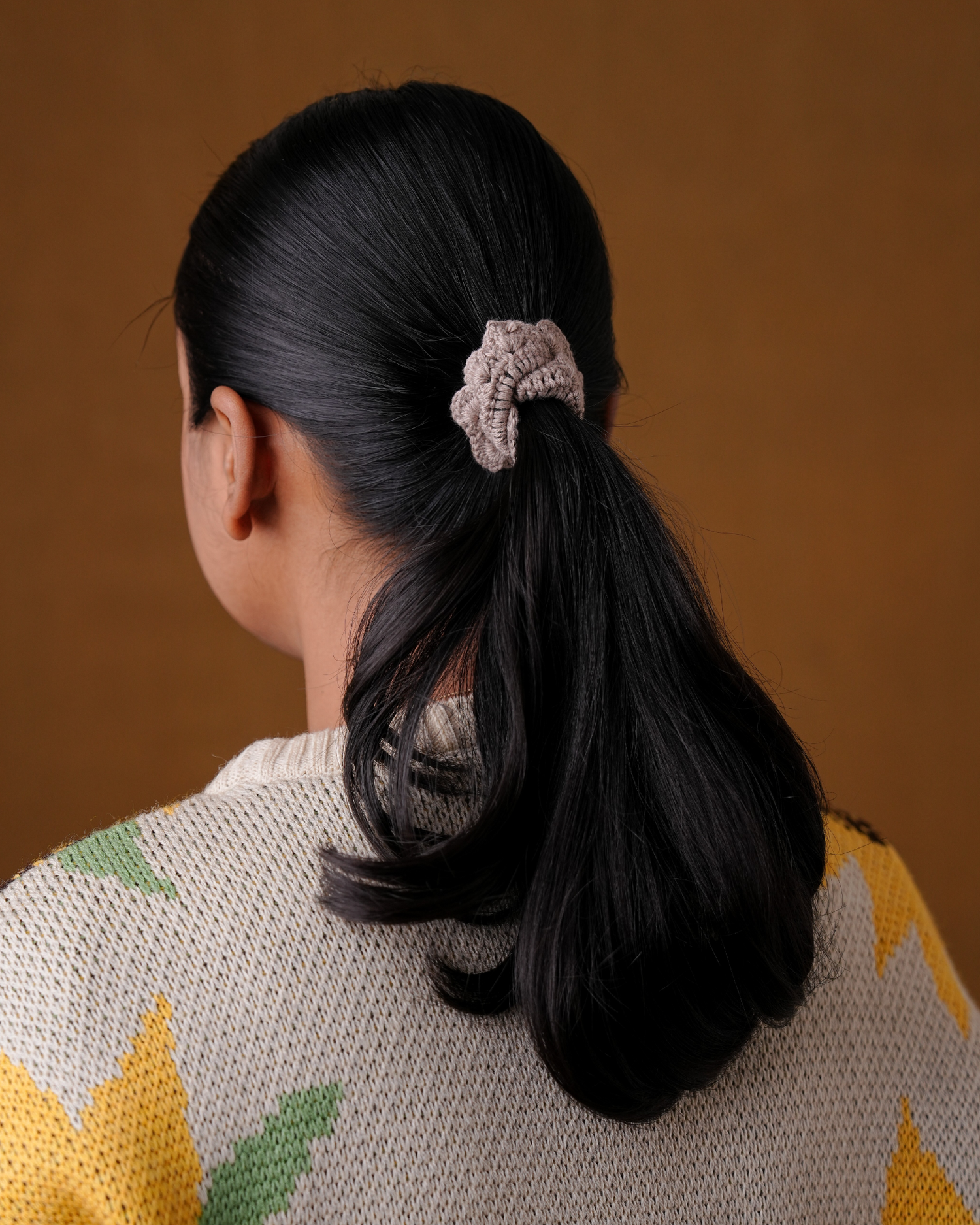 Crochet Grey Hair 3 Line Rubber Band For Women