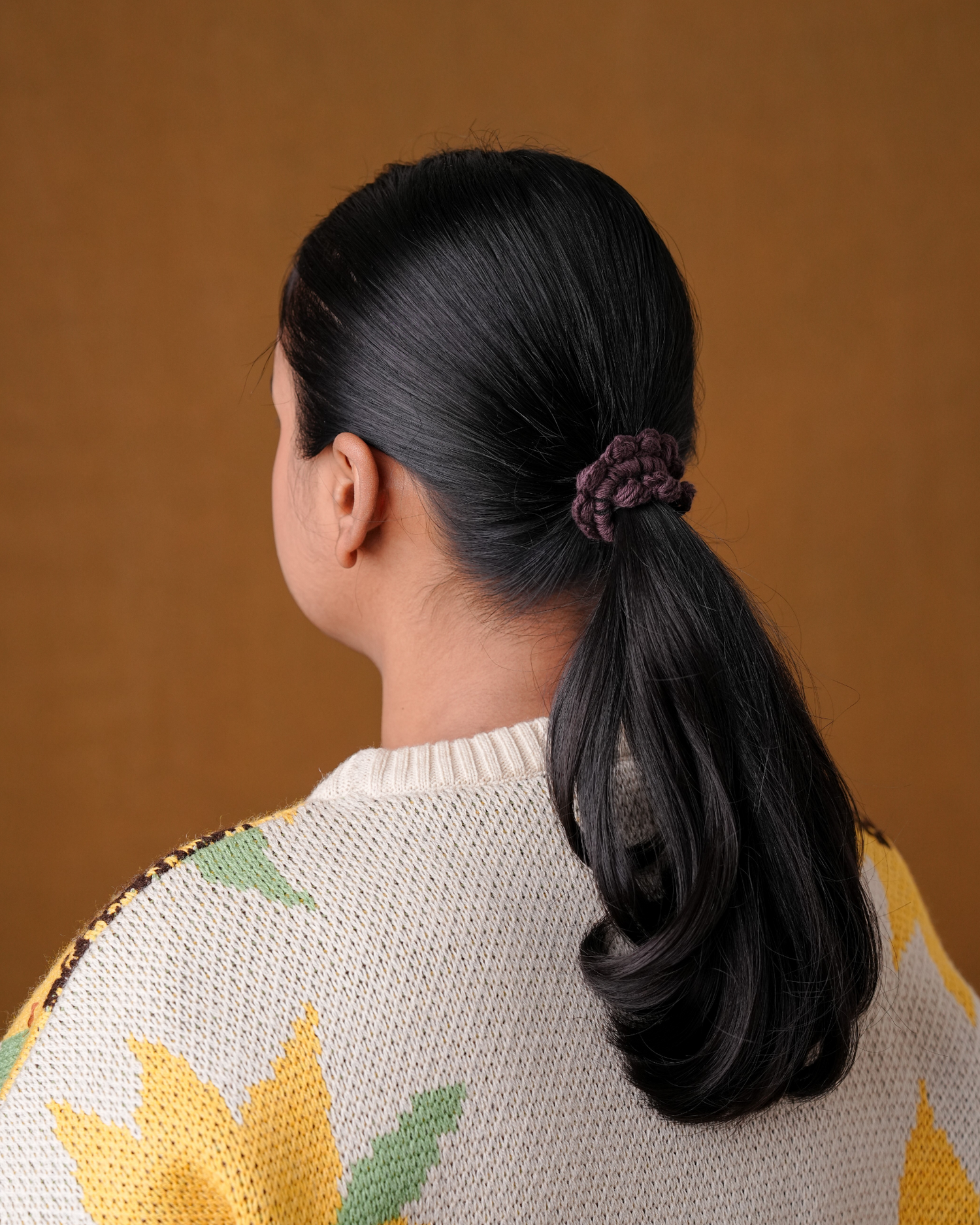 Crochet Coffee Puff Rubber Band For Women