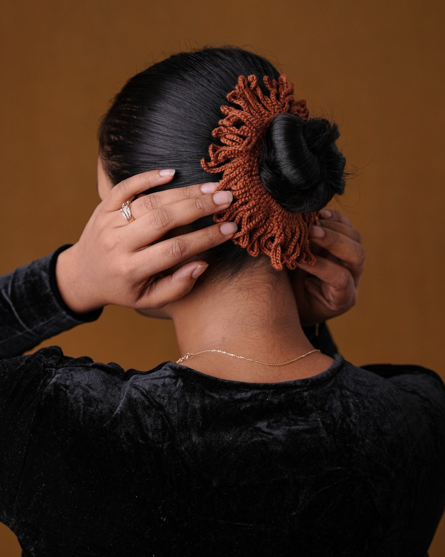 crochet Brown Hair Rassi Rubber Band For Women