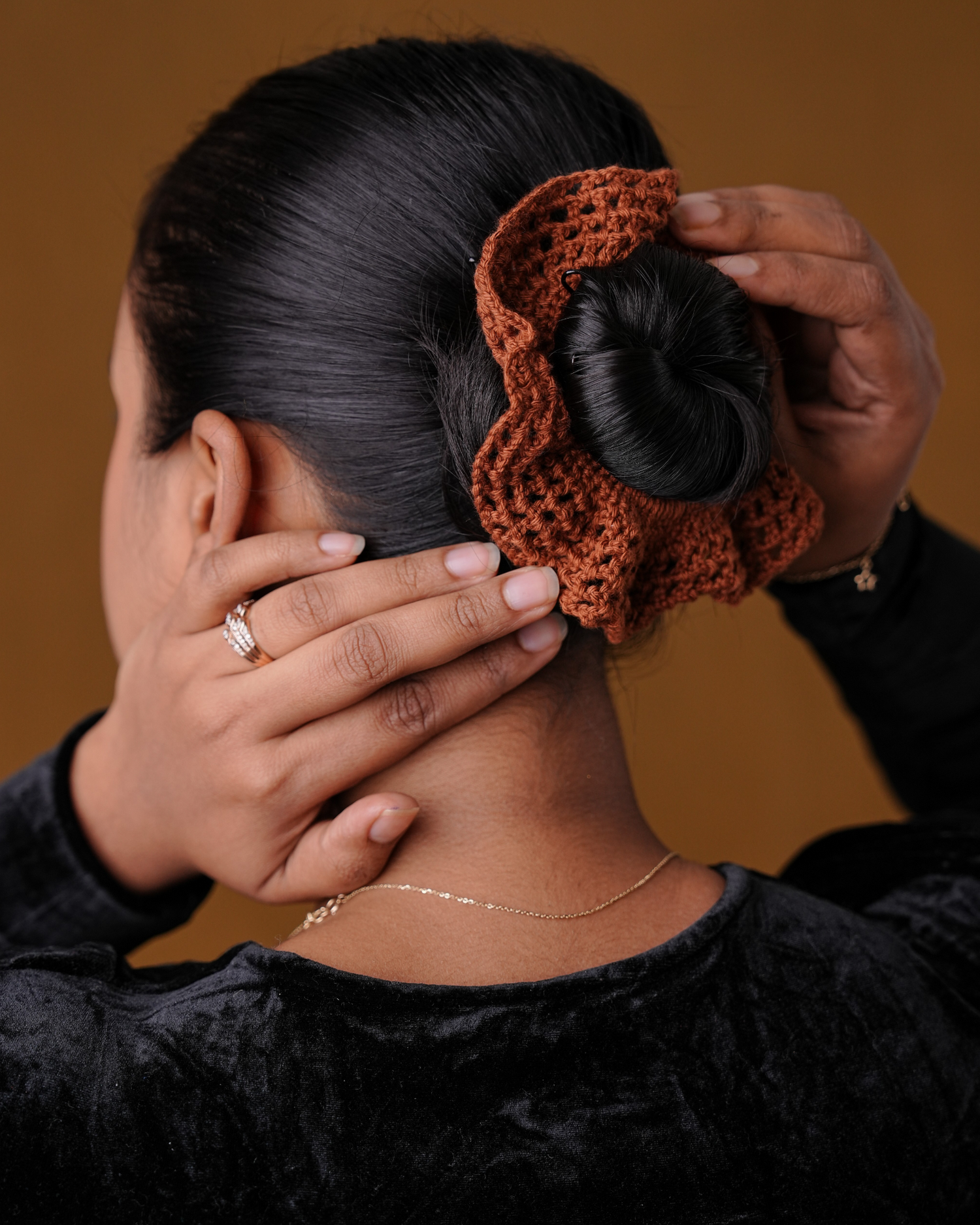 Crochet Brown Hair Butterfly Pattern Rubber Band For Women