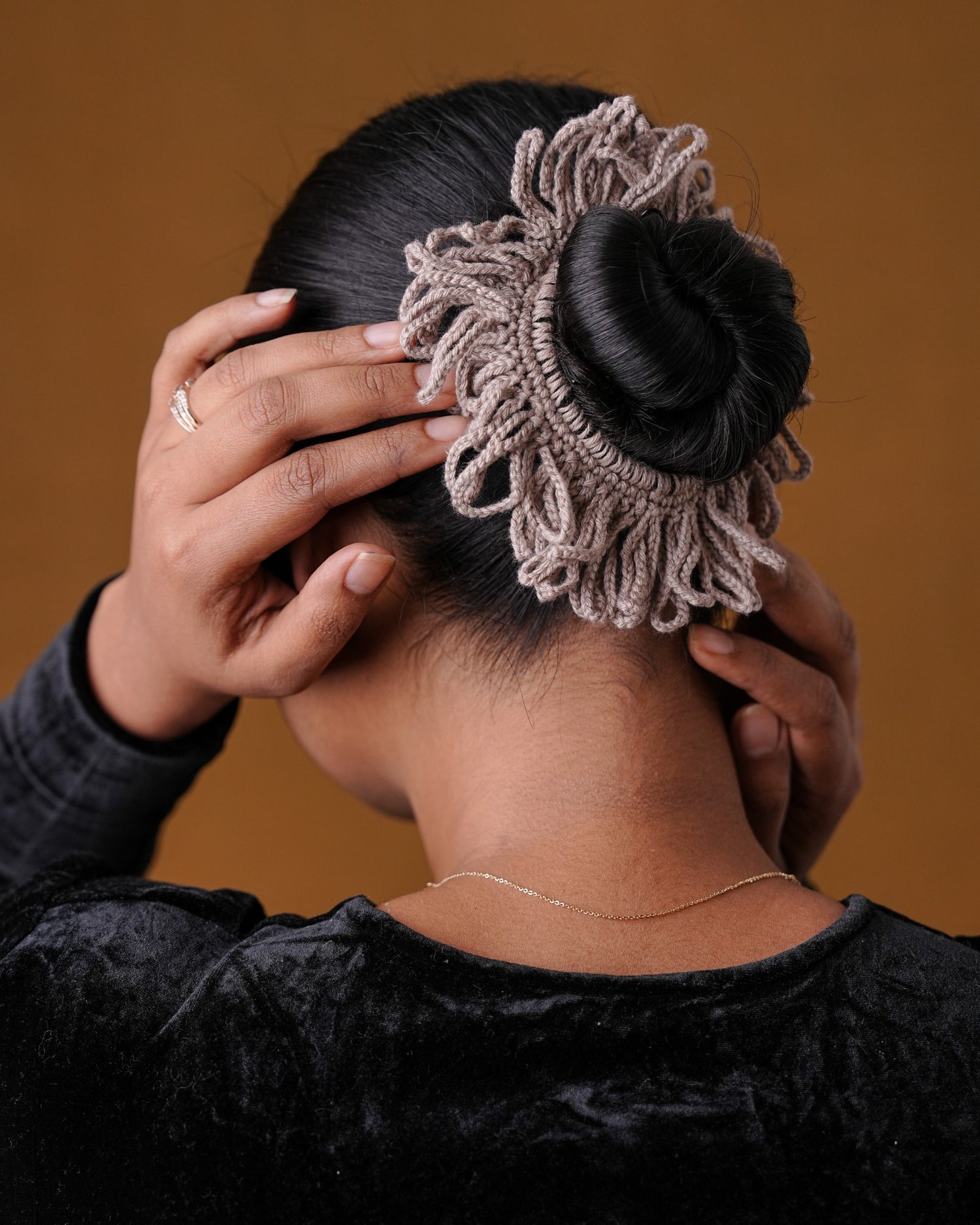 crochet Grey Hair Rassi Rubber Band For Women