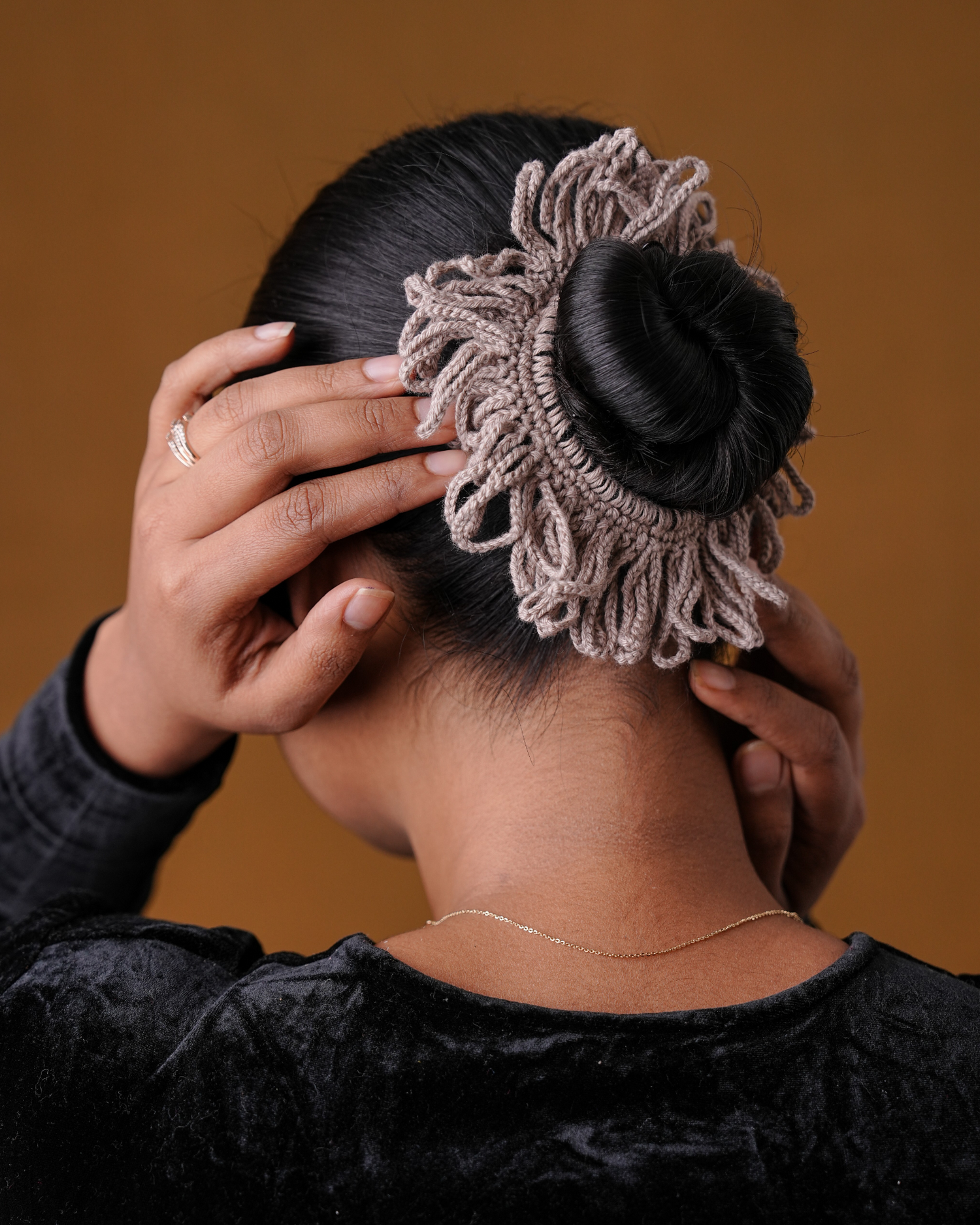 Crochet Grey Hair Rassi Rubber Band For Women