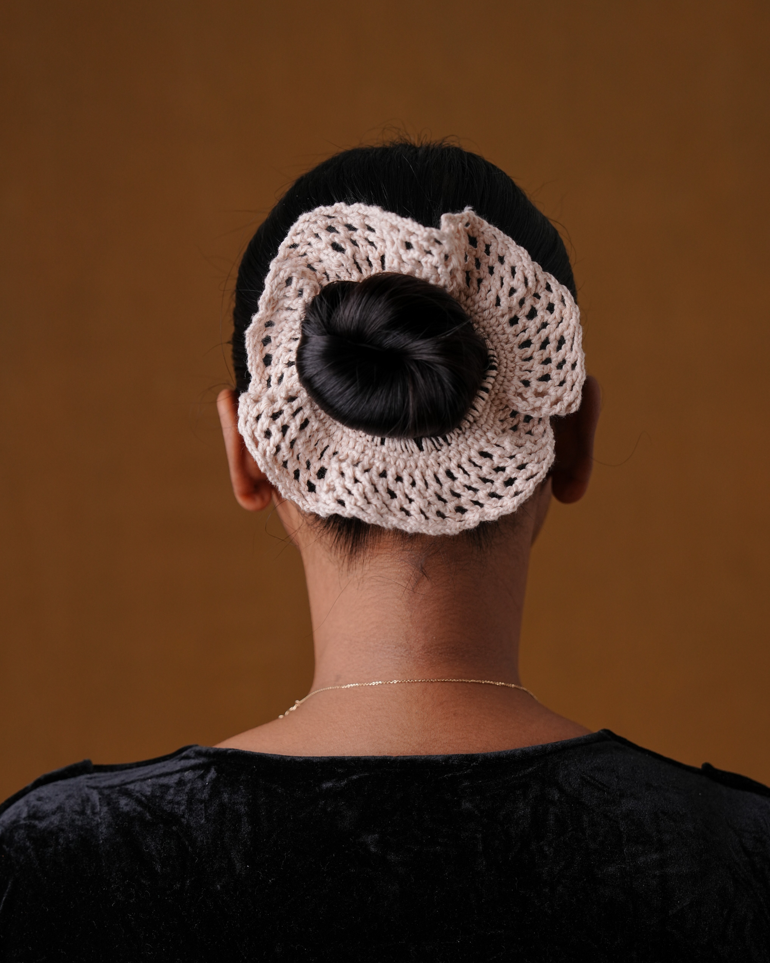 Crochet Cream Hair Butterfly Pattern Rubber Band For Women