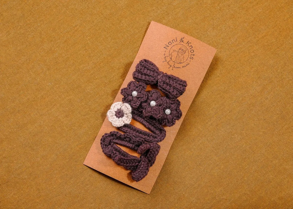 Crochet Purple Hair Tic Tac Clip For Women