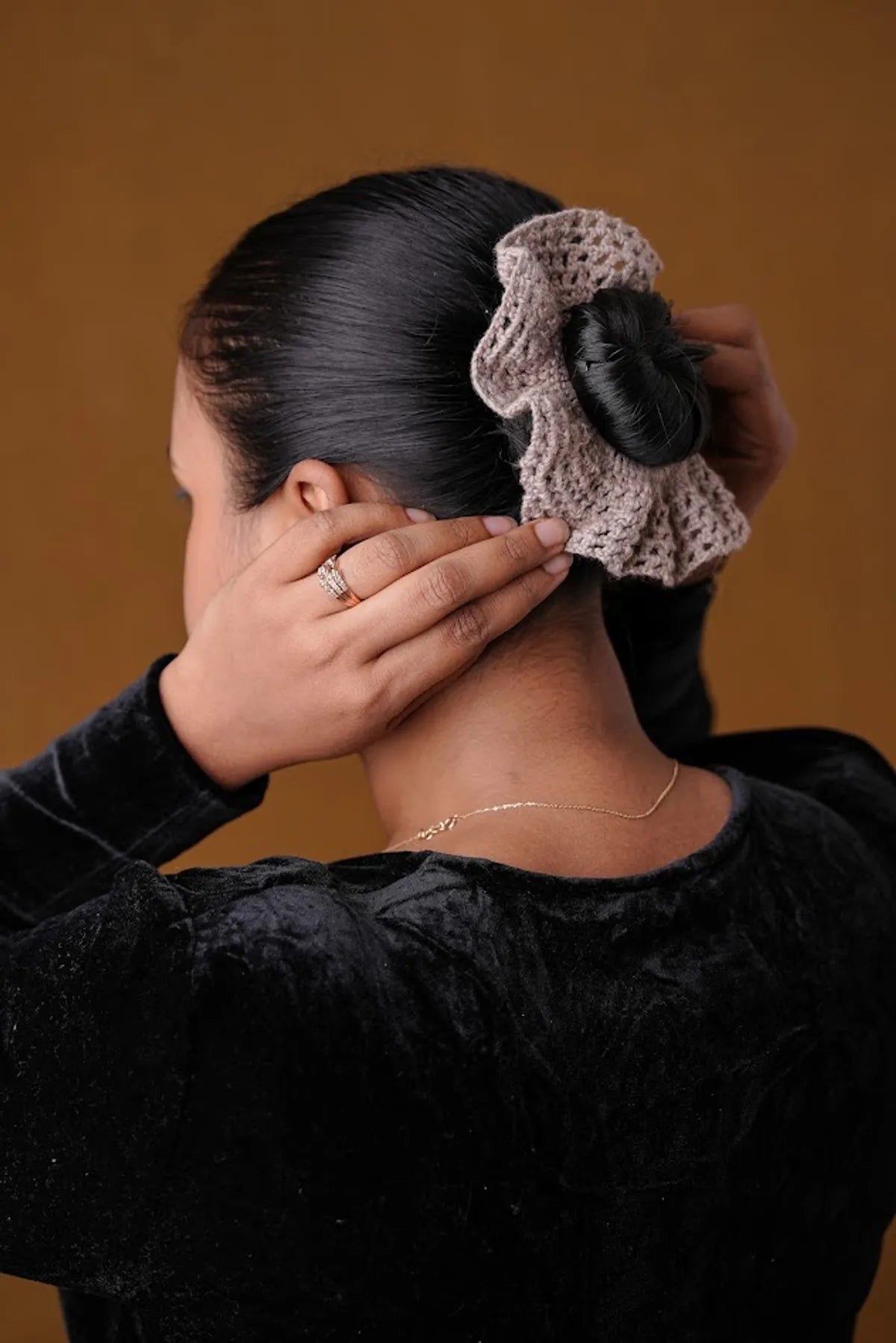 Crochet Grey Hair Butterfly Pattern Rubber Band For Women