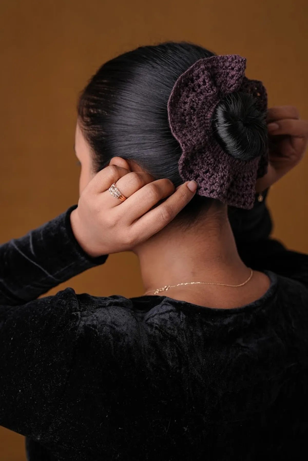Crochet Purple Hair Butterfly Pattern Rubber Band For Women