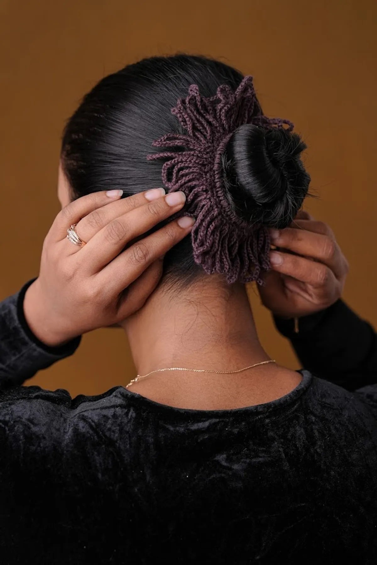 crochet Purple Hair Rassi Rubber Band For Women