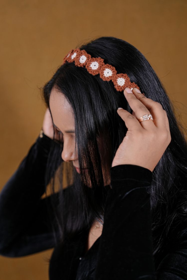Floral Hairband BROWN