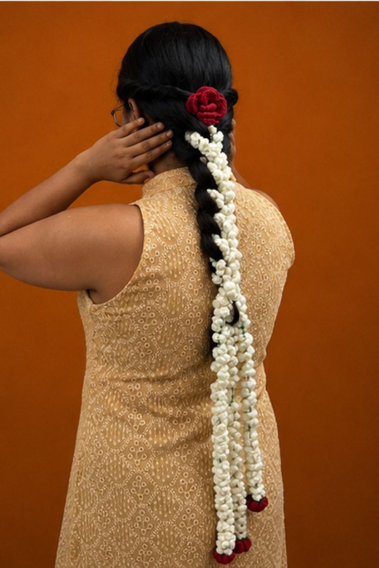 Handmade Crochet Reusable Floral Bridal Mogra Long Hair Gajra | Wedding & Festive Hair Accessory