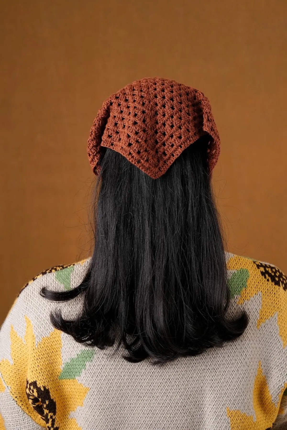 Crochet Brown Hair Bandana For Women