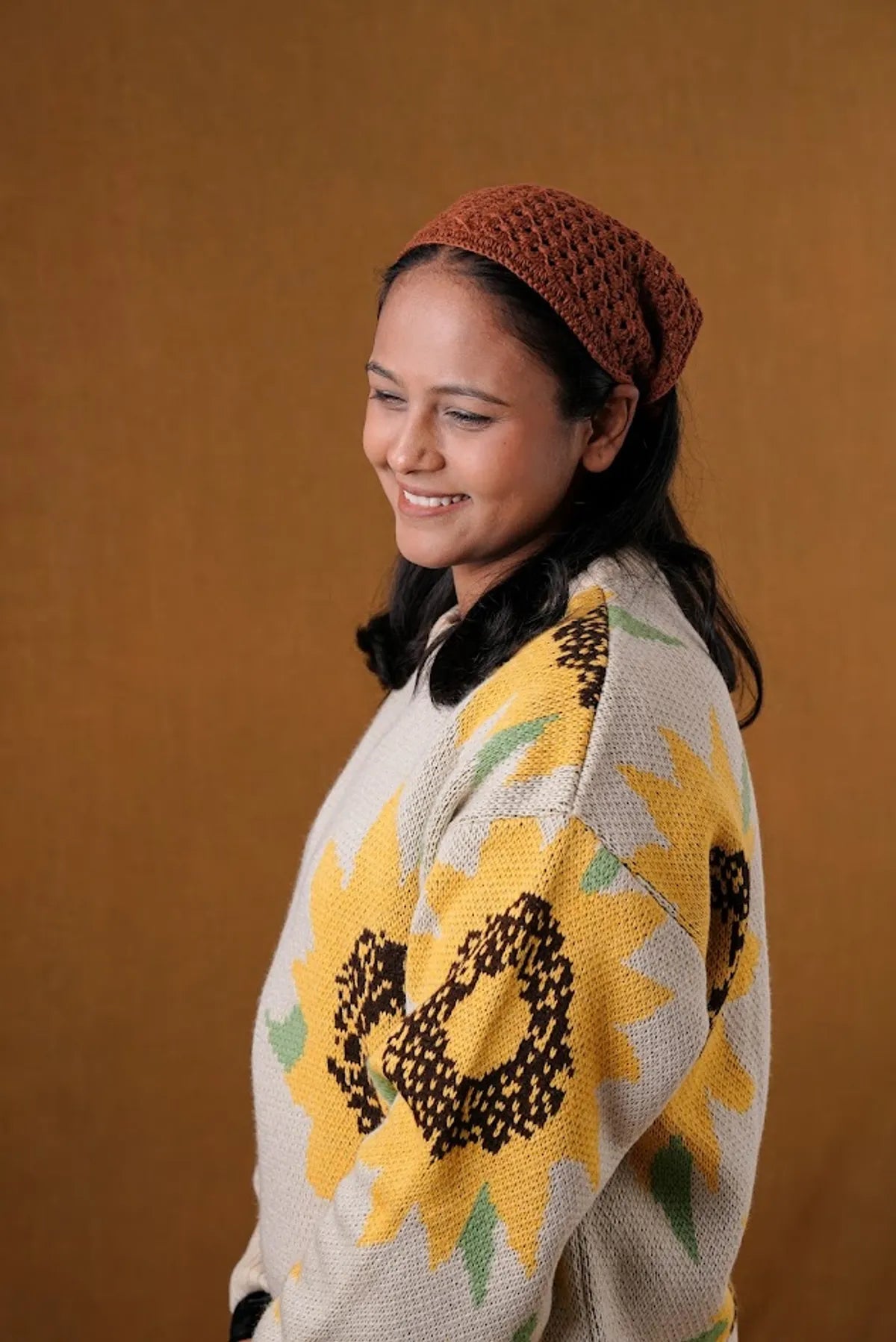 Crochet Brown Hair Bandana For Women