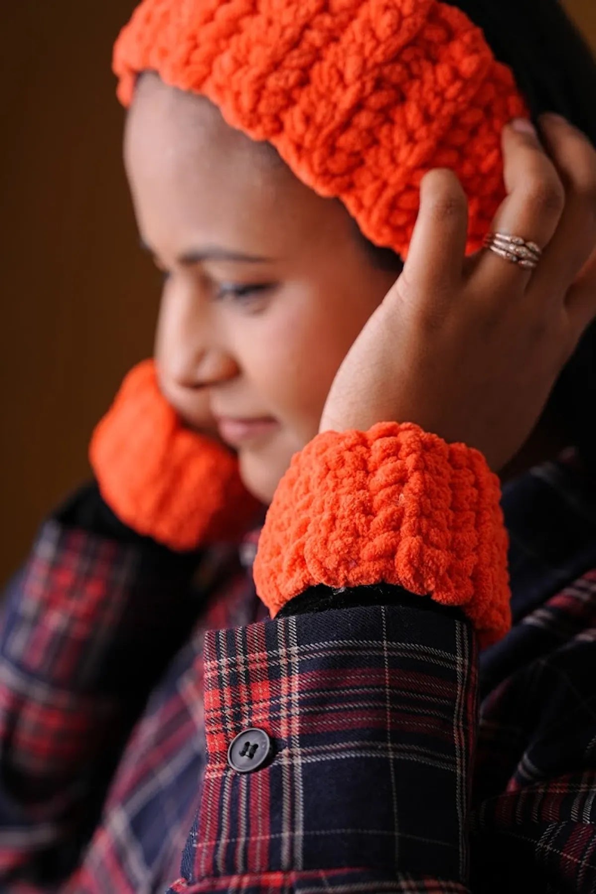 Crochet Orange Hair Spa Headband For Women