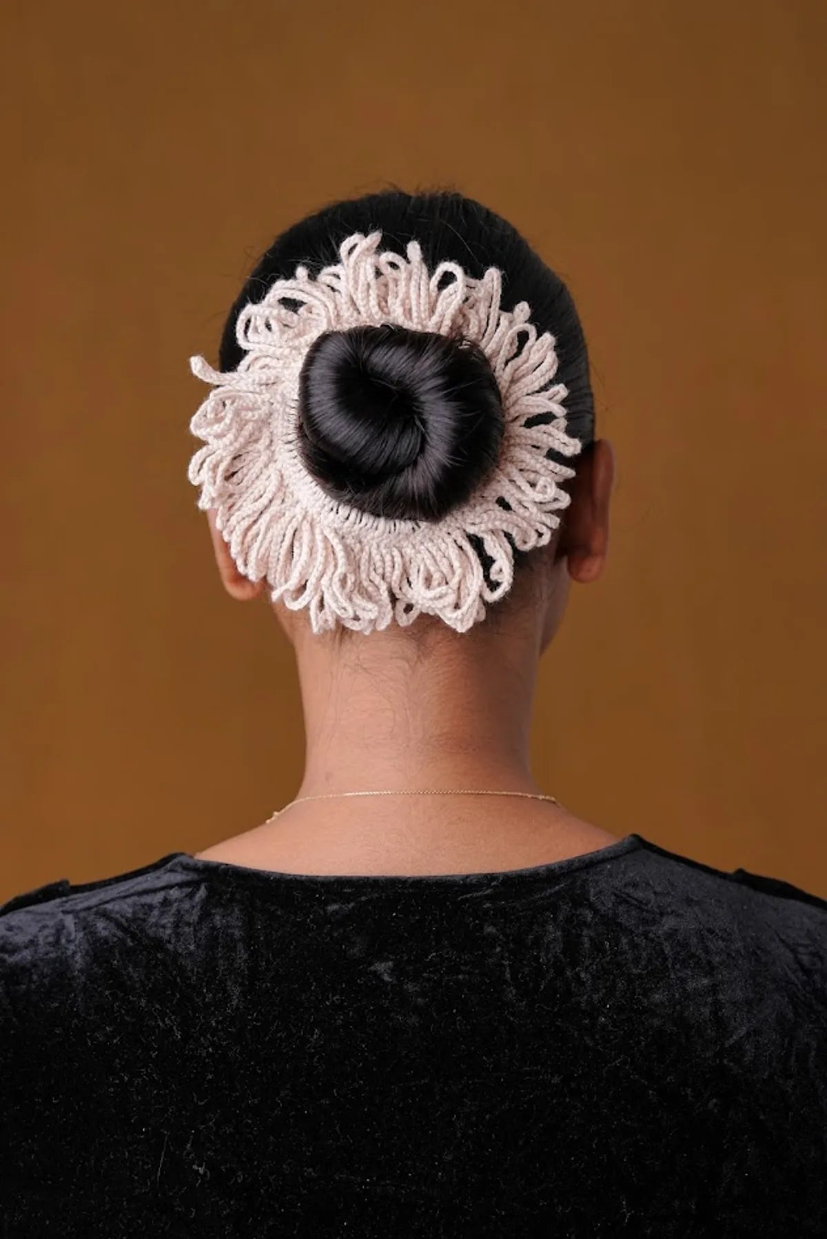 Crochet Cream Hair Rassi Rubber Band For Women