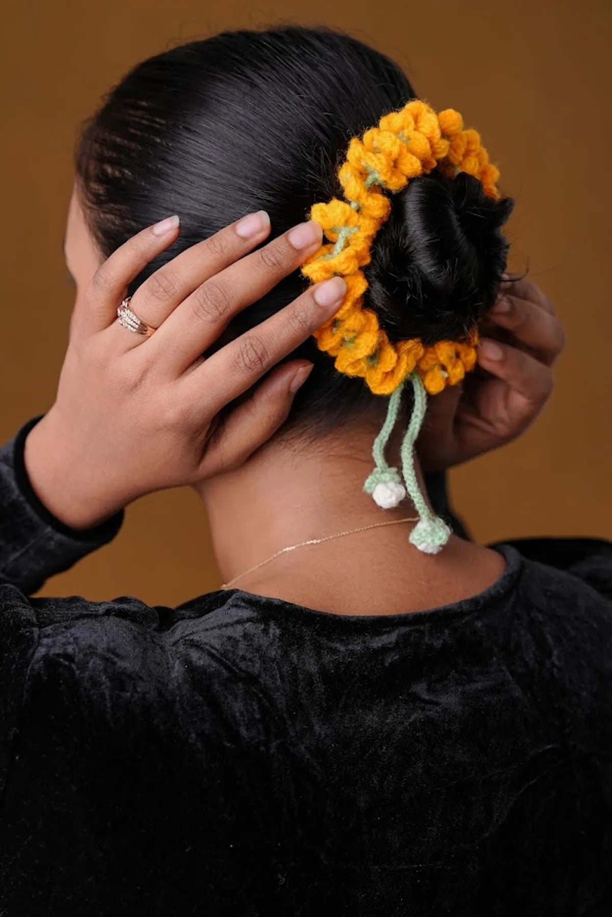 Crochet Yellow Hair Gajra For Women