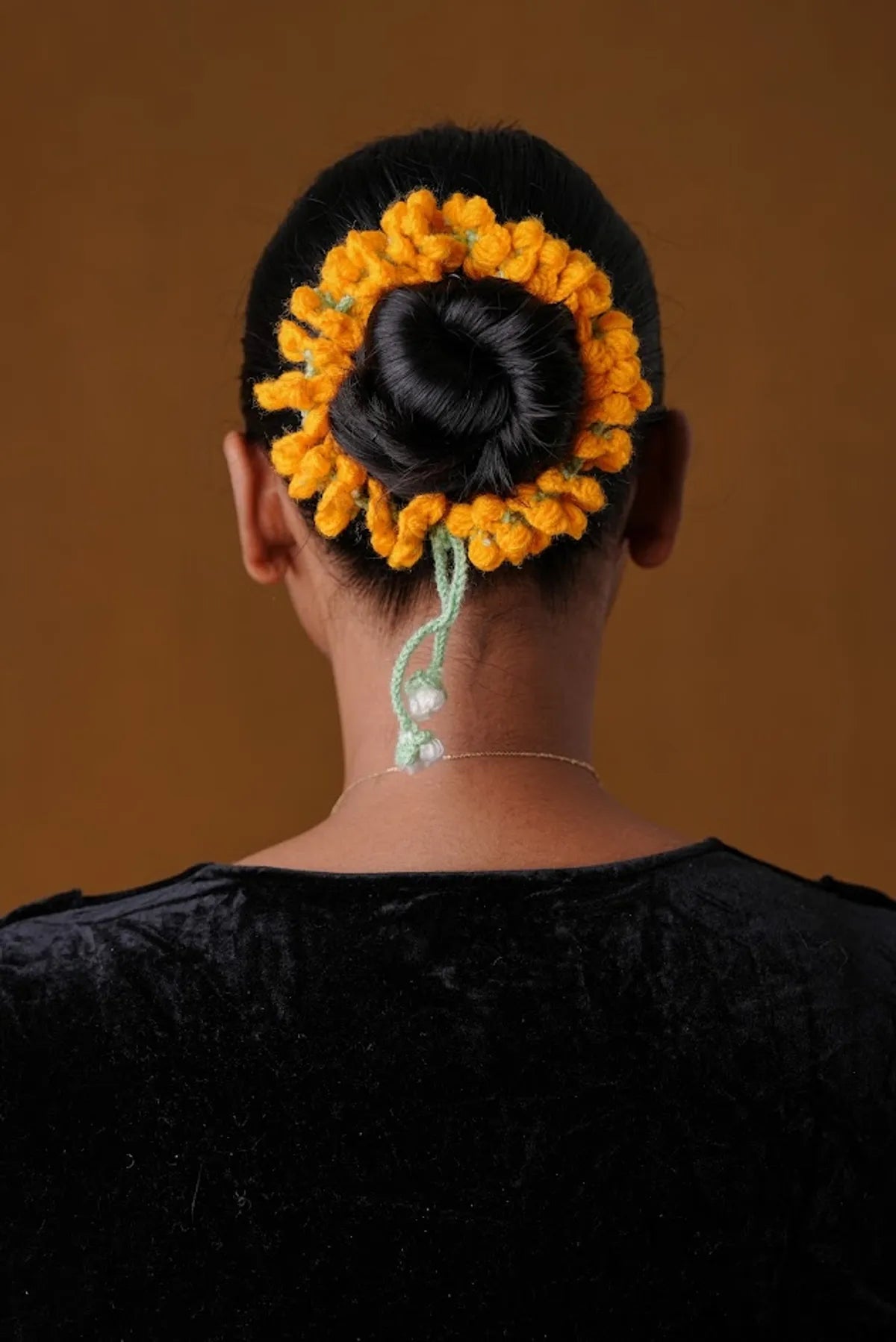 Crochet Yellow Hair Gajra For Women