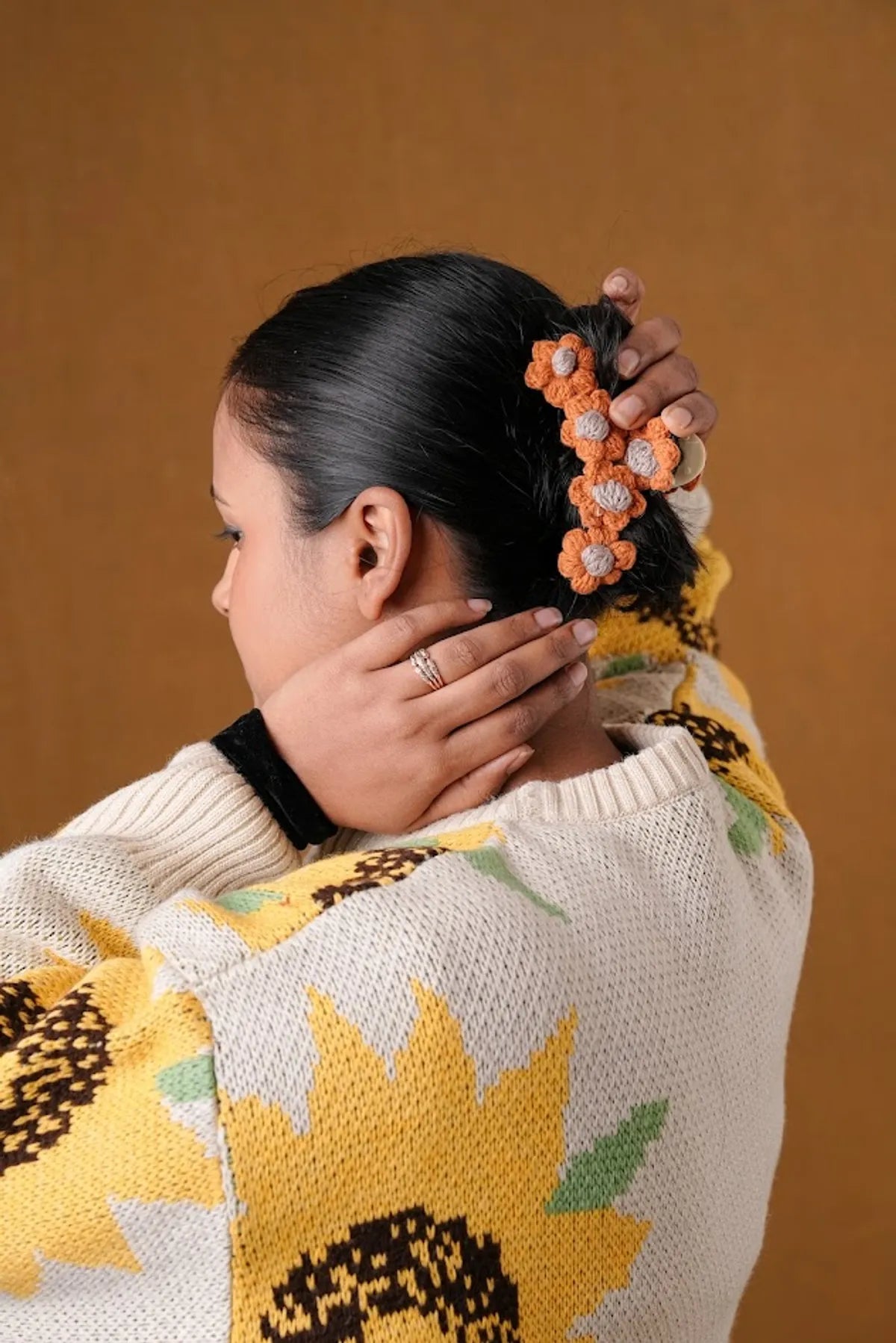 Crochet Toffee Floral clutcher for women